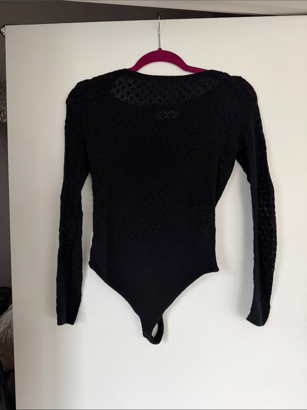 Abercrombie & Fitch Black Lace-Knit Long Sleeve Bodysuit